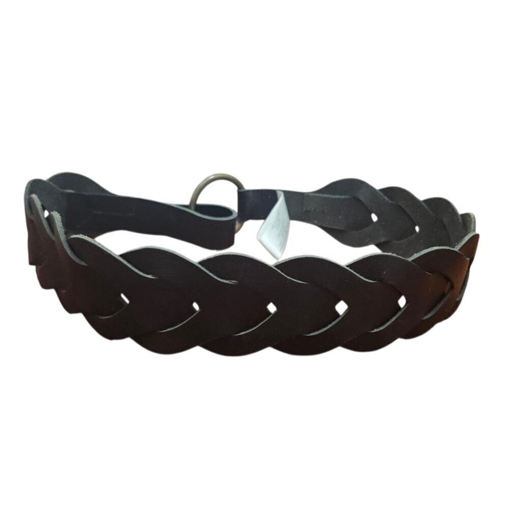 Esprit Women’s Black Buffalo Leather Braided Belt Size M Vintage Style Ring Buck - Picture 4 of 9